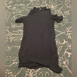 Glitz dark green cold shoulder T-shirt mini dress